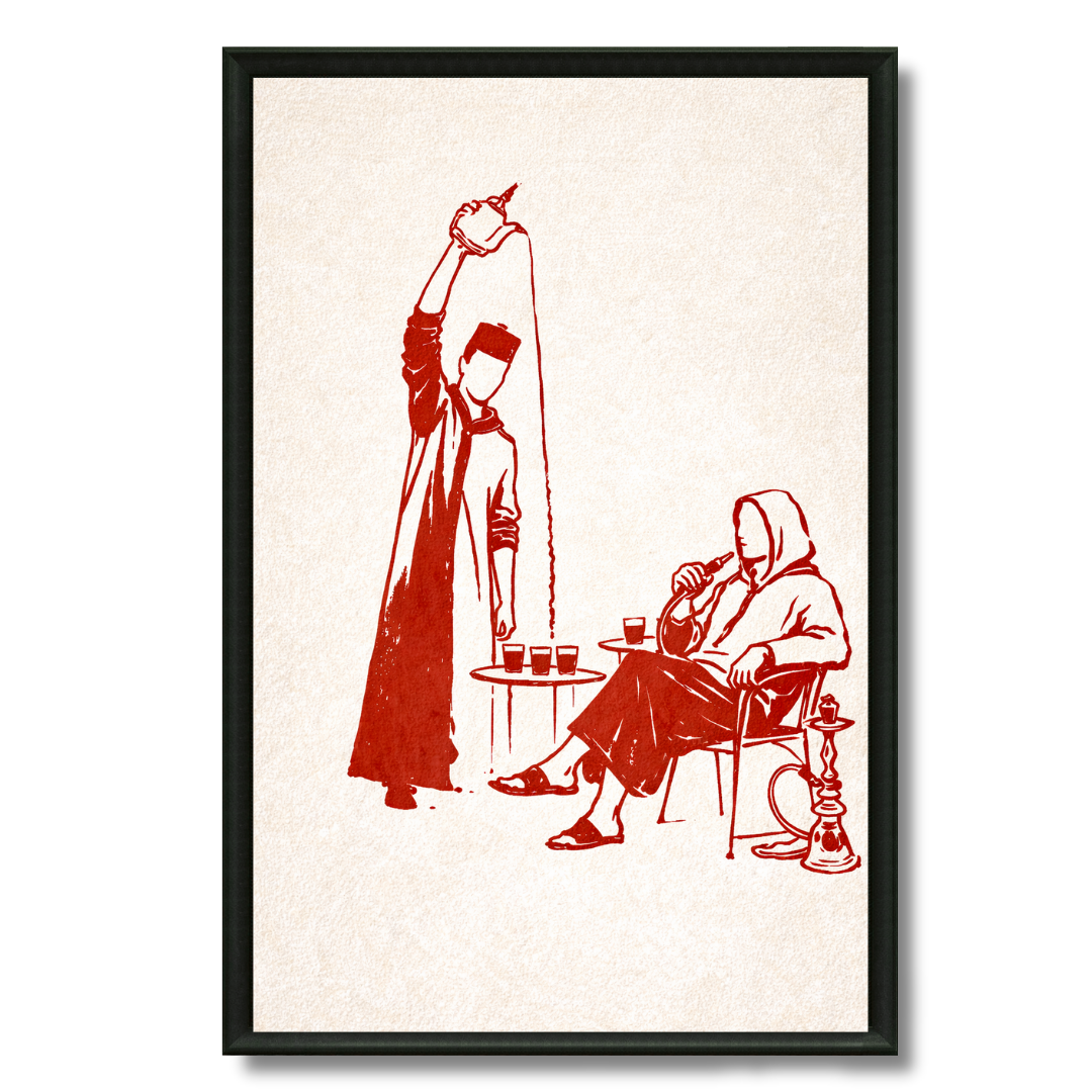 Tableau illustration café marocain graphique coloré