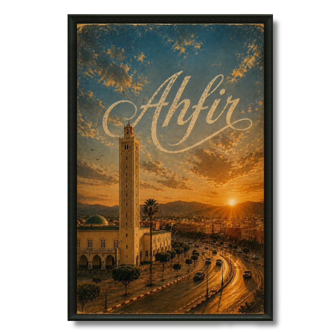 Tableau marocain Ahfir, ville de la région orientale