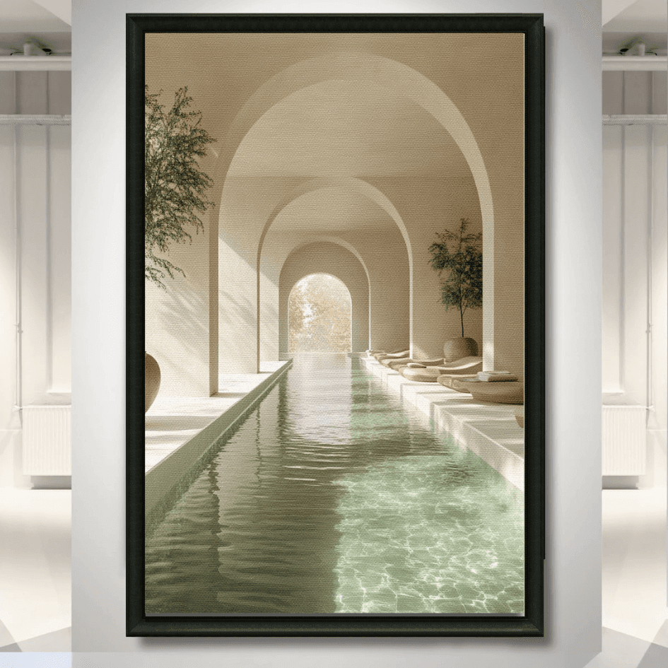 Tableau spa oriental couloir piscine arches marocaines