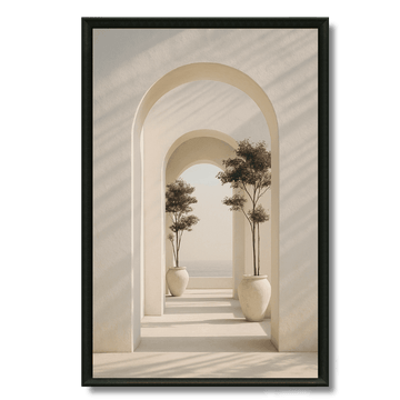 Tableau arches blanches minimalistes vue sur mer marocain