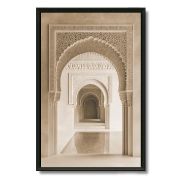 Tableau art architectural oriental arches bassin marocain