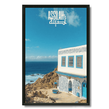 Tableau marocain Assilah, murs blancs et fresques artistiques