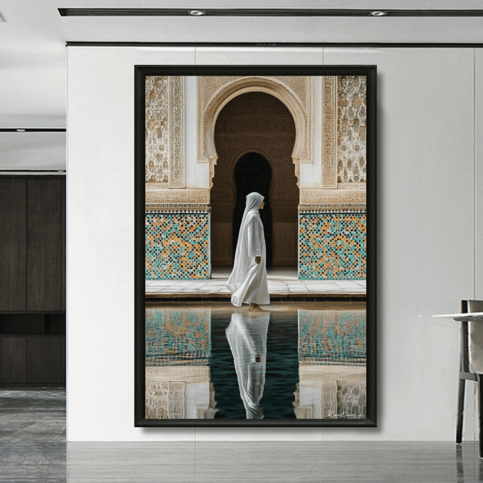 Tableau femme voilée riad marocain détail