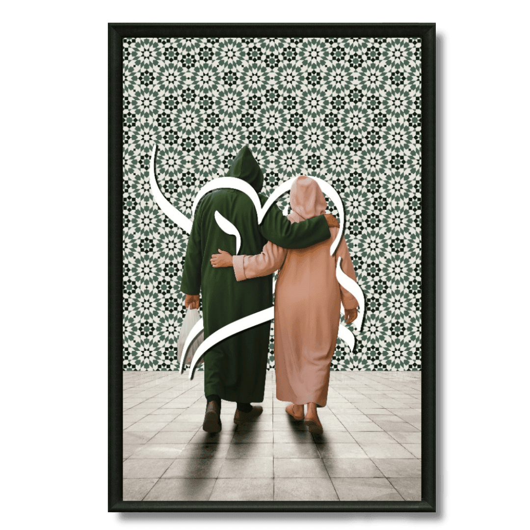 Tableau l'amour Lhaj et Lhaja zellige pop art