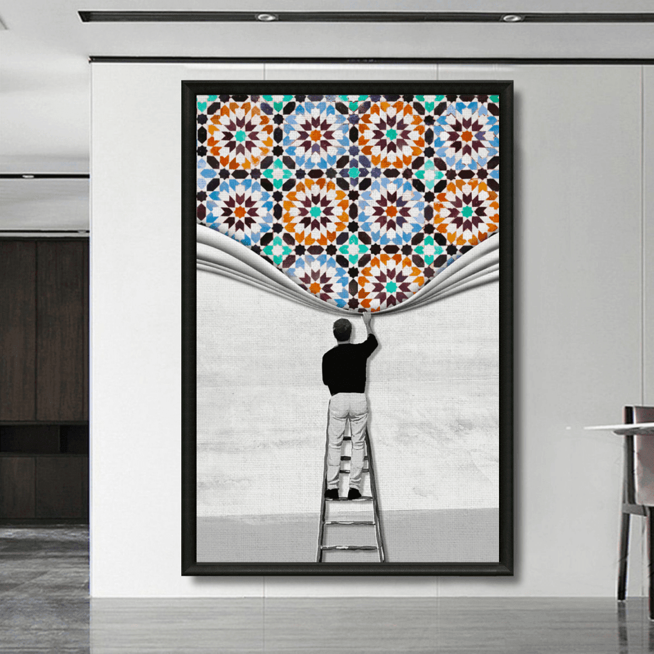 Tableau artisan zellij marocain détail