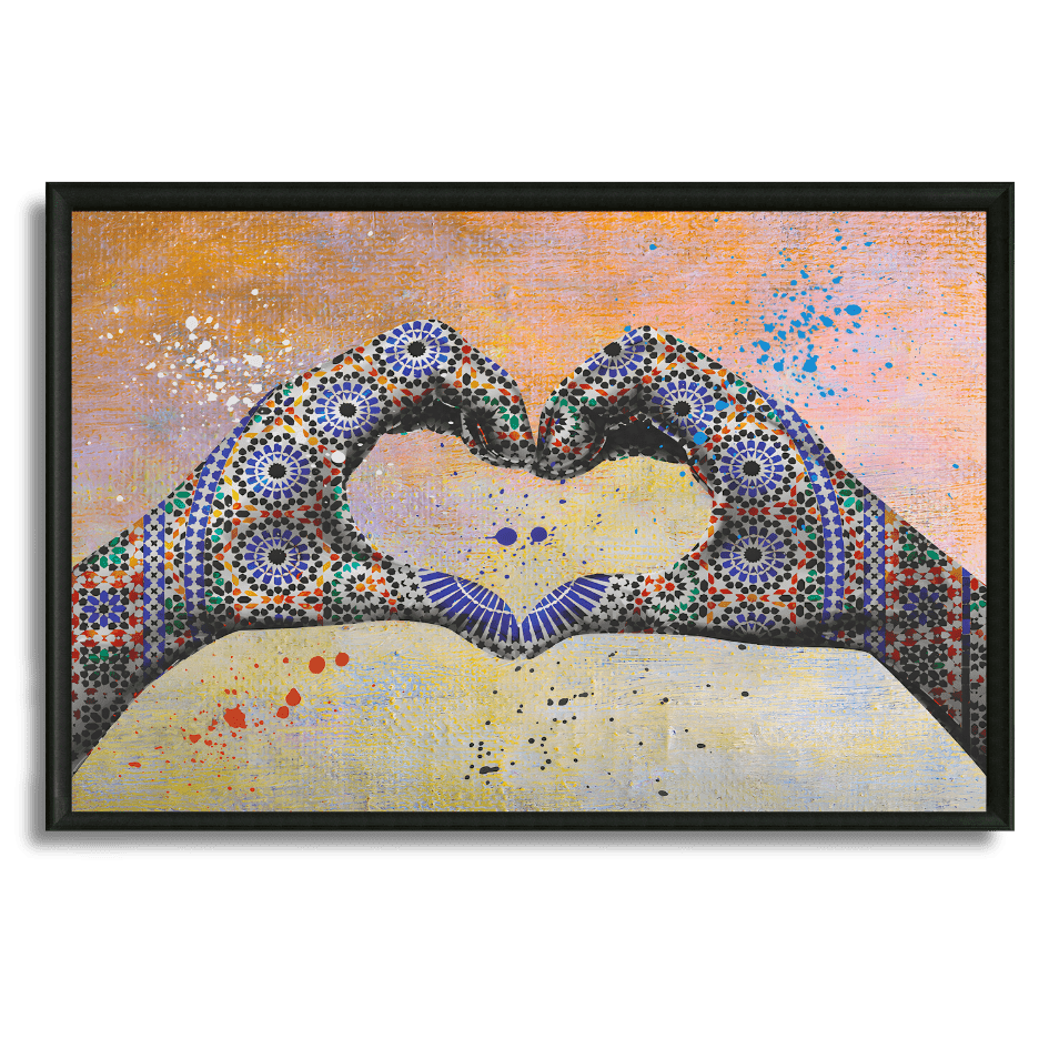 Tableau mains coeur zellij culture marocaine amour