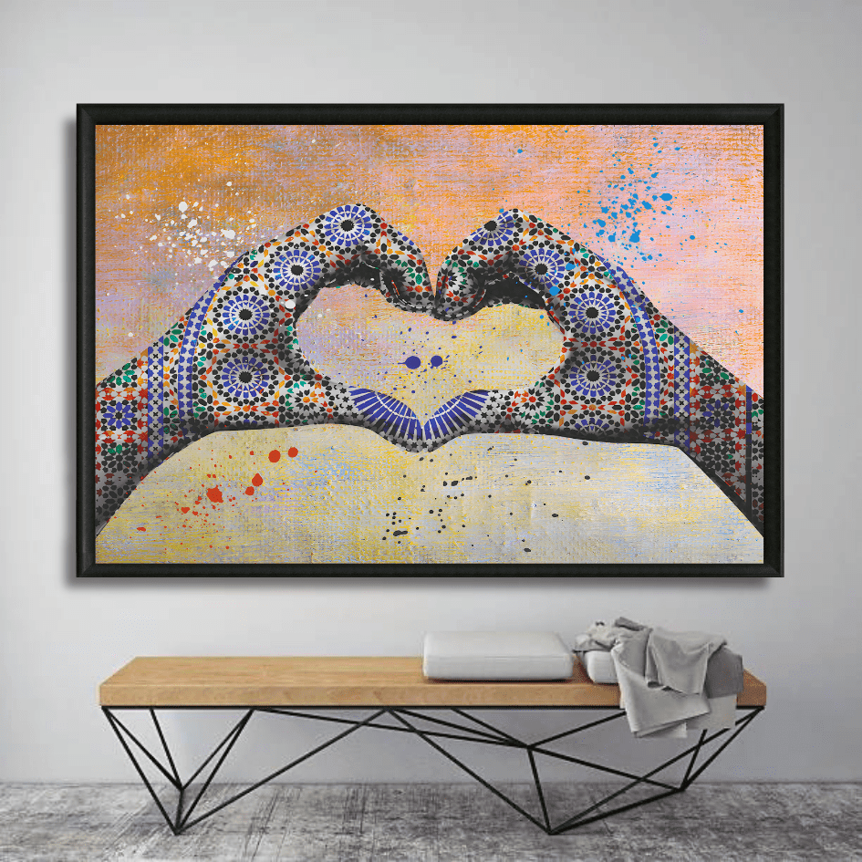 Tableau mains coeur zellij marocain détail
