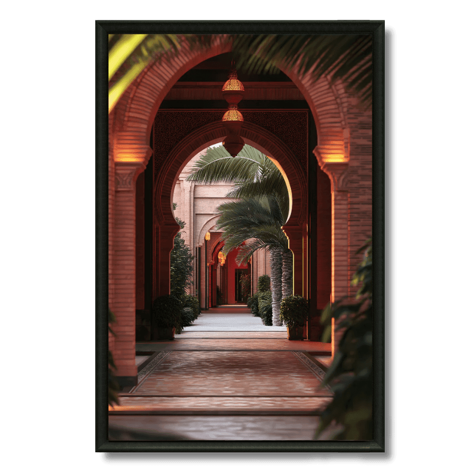 Tableau promenade rouge arches marocaines lanternes