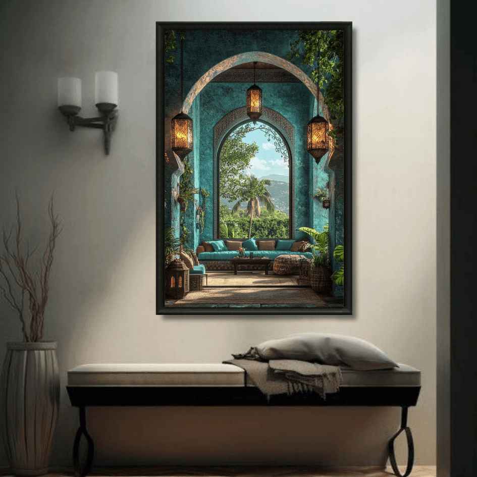 Tableau salon émeraude marocain détail