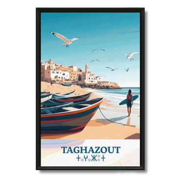 Tableau marocain Taghazout, spot de surf atlantique