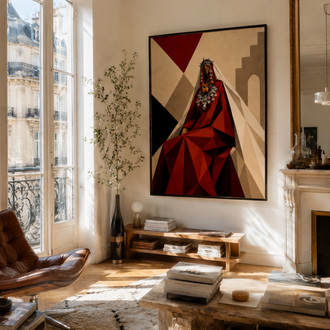 Tableau marocain – Femme Amazigh Cubisme 02